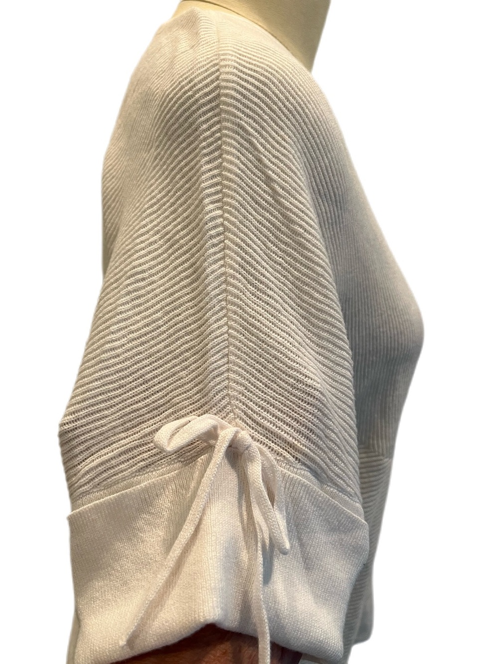 Tribal White Ribbed Sweater with Sleeve Detail - NWT